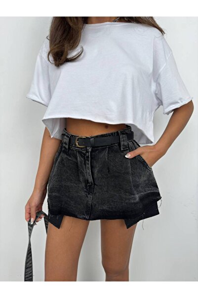 LB Laluna Butik Fusta mini plisată de damă din denim