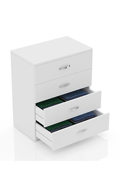 AEKA AE-SET 102 - 1059B-1045 GARDIROP VE ŞİFONYER 4 KAPAKLI VE 4 ÇEKMECELİ BEYAZ TAKIM