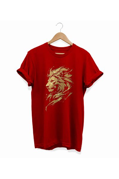 remonz Βαμβακερό μπλουζάκι με στάμπα Lion - Crew Neck, Large Size