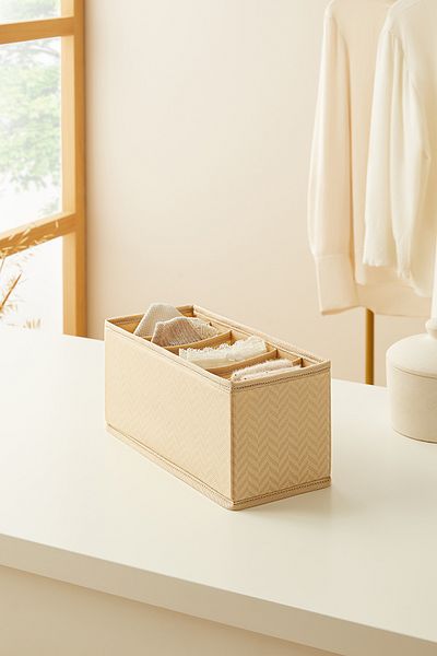 Ocean Home Textile Μπεζ συρταριέρα οργάνωσης ρούχων με 6 διαμερίσματα Πτυσσόμενο κουτί αποθήκευσης