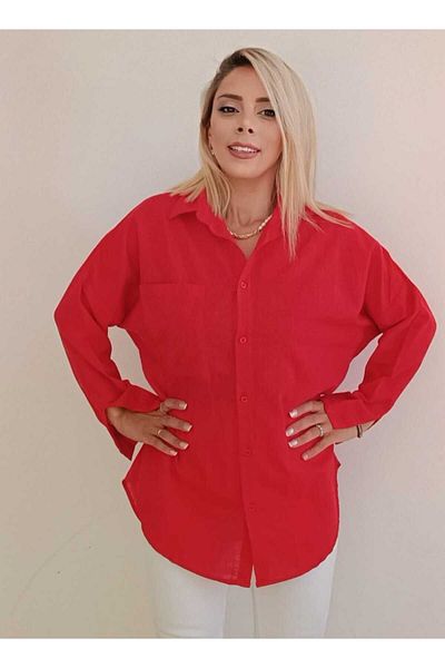 HC Boutique Голяма ленена риза - голям единичен джоб, нов модел