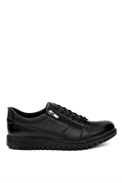 Ayakkabı Fuarı Elit SLDRP7754 - Ανδρικά μαύρα παπούτσια casual από γνήσιο δέρμα