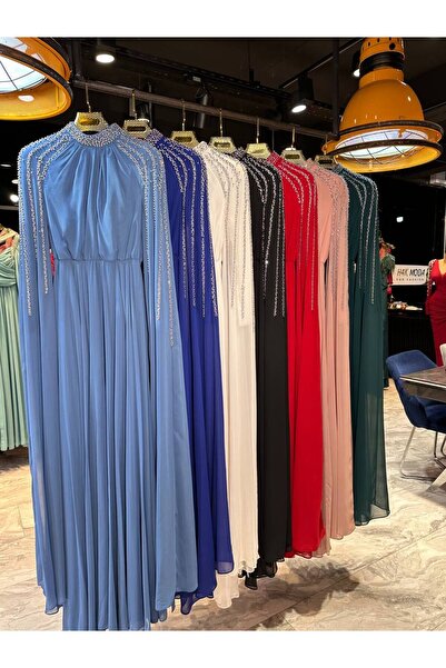 H4K MODA فستان سهرة شيفون حجاب