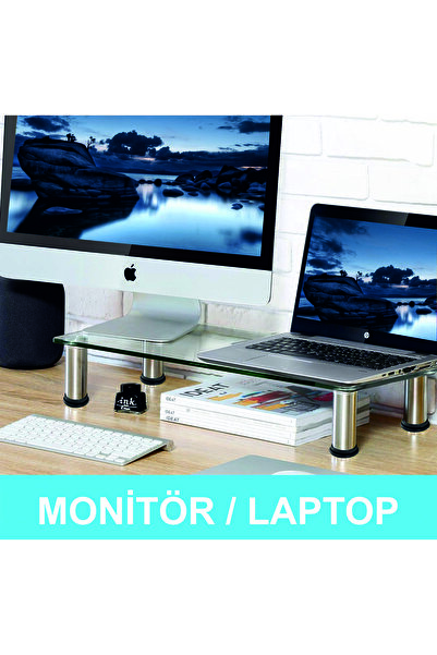 Nurline Monitör Yükseltici, Cam Monitör Standı ,ekran Yükseltici, Monitör Yükseltme , Cam Monitör Altlığı