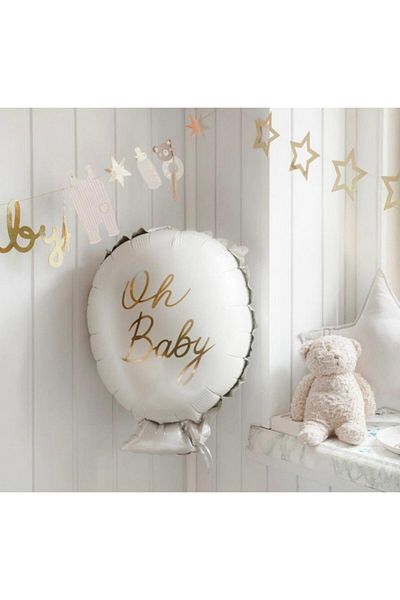 kidspartim Gold Printed Oh Baby Foil Balloon - 64X51 cm