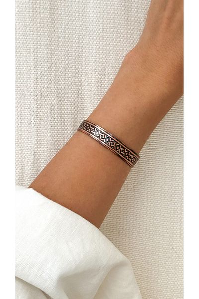 Miray hediyelik Ethnic Patterned Copper Bracelet