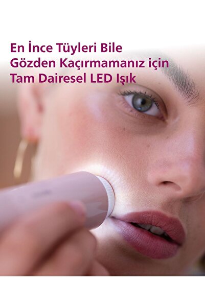 Philips BRR454/00 Yüz Tüy Alma Makinesi,Ayna Ve Tam Çember Led Işıklı,Yıkanabilir Çıkan Başlık