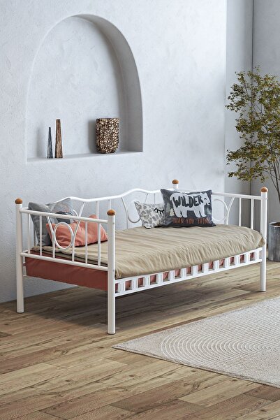 Limni Home Lars Metal Divan, Karyola, Beyaz Renk