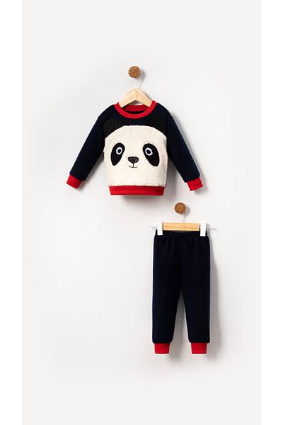 Bubito Panda Patterned Baby and Kids Winter Set - Black Fleece