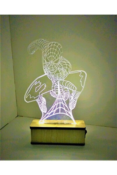 Bilge Lazer 3d Led Gece Lambası Sevgiliye Hediye Masa Lambası Örümcek Adam