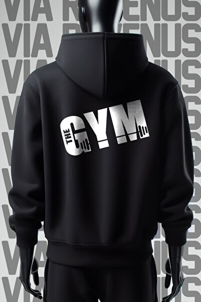 Vordevia Φούτερ με φαρδιά φούτερ με κουκούλα, με στάμπα μπροστά και πίσω, 3 κ...