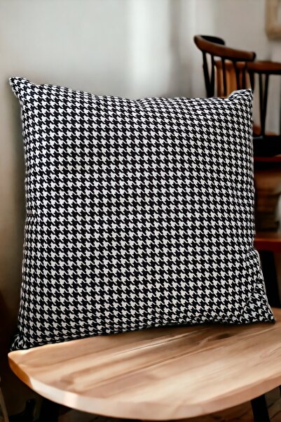 Soyoe Pro Kırlent Kılıfı Dekoratif Kaz Ayağı Desenli Panç Yapılabilir Kılıf Tekli Yastık Kılıfı Patchwork