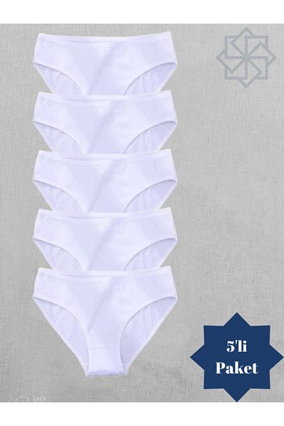 Adeniz Γυναικείο μπικίνι White Cotton Lycra - 5 Pack Slip εσώρουχα