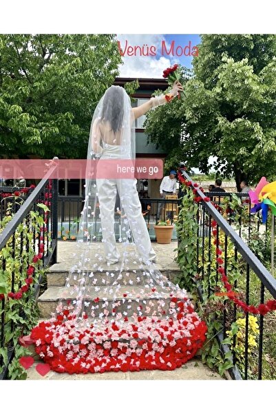 VENÜS MODA by Pınar Πέπλο φωτογραφικής λήψης με χέννα με κόκκινα λουλούδια κα...