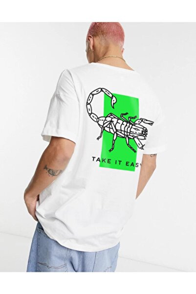 Ghedto Tricou alb unisex Take It Easy oversize