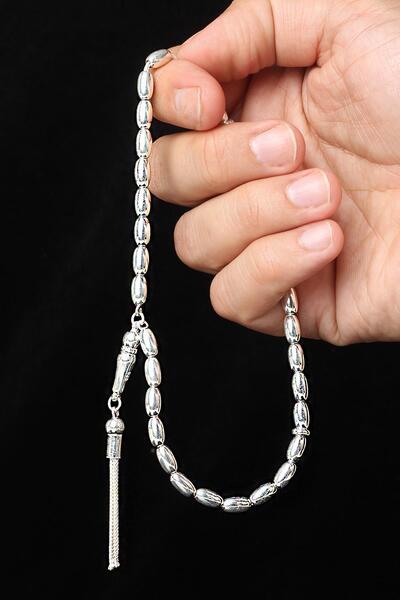 BY BARUN SİLVER Чоловічий овальний срібний браслет білого кольору, довжина за...