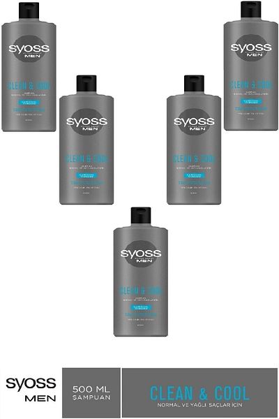 Syoss 500 Ml X 5 Pieces Shampoo for Men's Normal and Oily Hair - Clean Cool Box