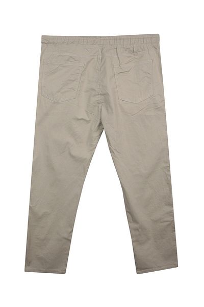 marufshop Men's Plus Size Gabardine Trousers - 100 Kilo-180 Kilo, Lace-Up, Stone Color