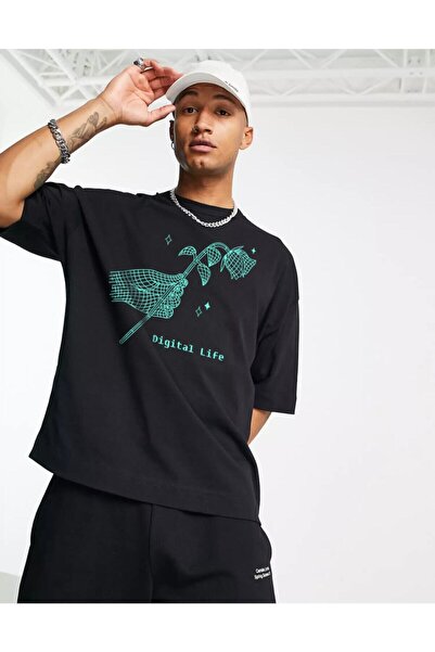Ghedto Μπλουζάκι Unisex Digital Life Oversize Μαύρο
