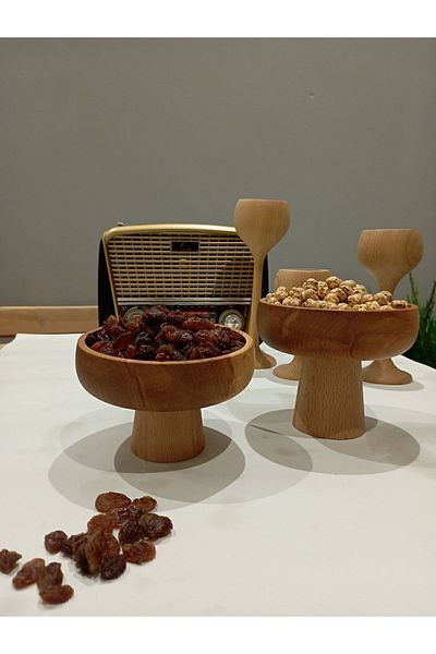ayrawood Set of 2 11.5 Cm Wooden Presentation Set Coffee Presentation Breakfast Presentation Fruit Presentation Decor