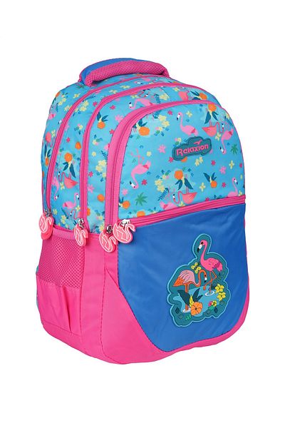 RKY SERENITY Relaxion Flamingo Figured Turquoise - Pink Girls Primary School Bag and Lunchbox