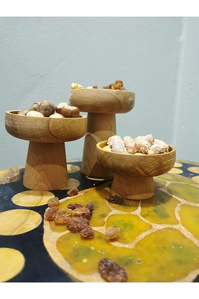 ayrawood 7.5 cm 3 sets of multi-purpose wooden presentation decor candle pad coffee presentation breakfast presentation sauce cup