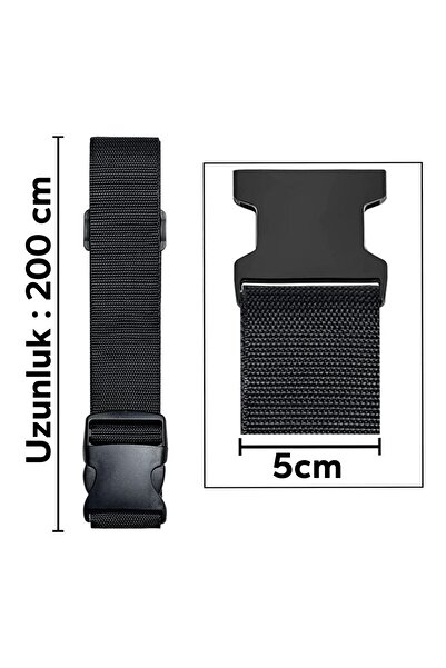 RZ RY ZAGA Valiz Kemeri Siyah Ekstra Emniyet Kilitli Tokalı Ayarlanabilir Bavul Kemeri 2 Adet 5cm X 200cm