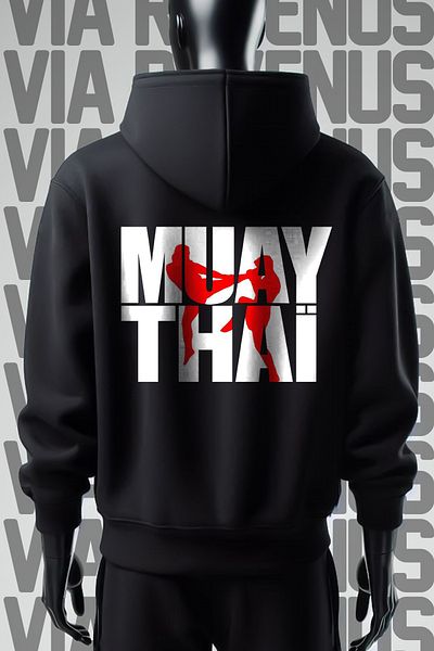 Vordevia Muay Thai Patterned - Hanorac cu glugă, negru, cu 3 fire
