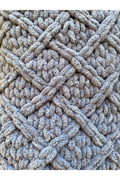 Missworble Puffy Hand Knitted Fireplace and TV Blanket Diamond Patterned Gray 90 X 165 Cm