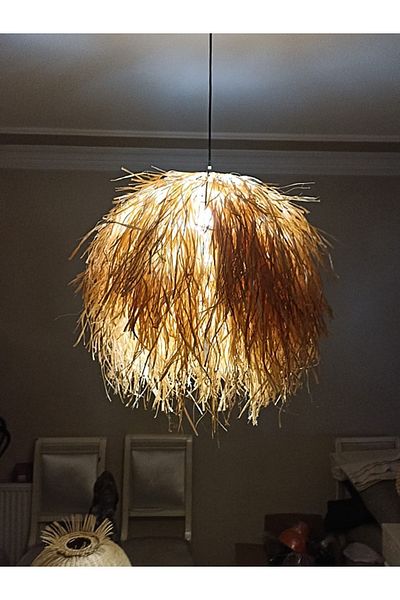 Belkıs Rattan Rattan, Bamboo, Wicker Pendant Lamp Chandelier Diameter: 60 cm Height: 55 cm
