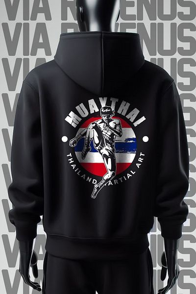 Vordevia Φούτερ με κουκούλα με κουκούλα με σχέδιο Muay Thai - 3 νήματα