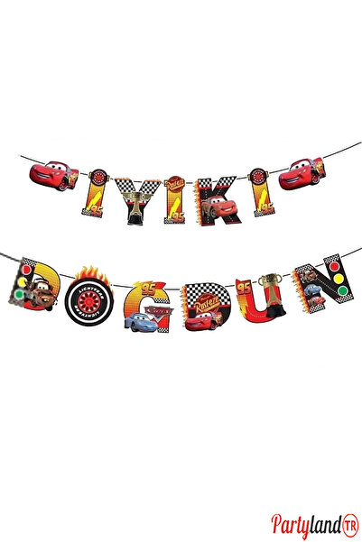 PartylandTR Şimşek Mcqueen Cars Temalı İyiki Doğdun 3D Banner