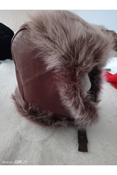 hoaryage Pălărie de pilot Ushanka din piele de miel autentică cu urechi