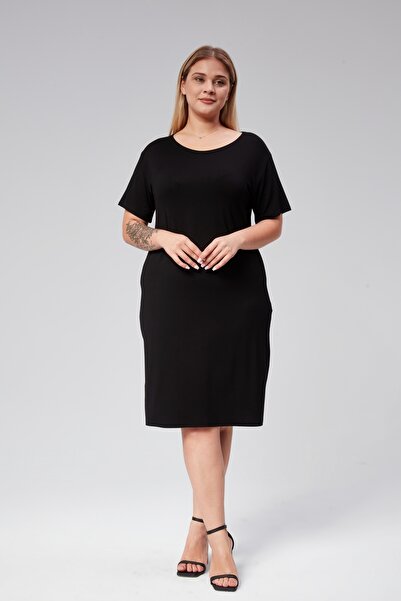 Alesia Κοντομάνικο μονόχρωμο μακρύ φόρεμα βισκόζης