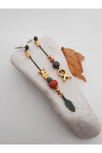 embaaksesuar مجموعة أقراط نسائية مصنوعة يدويًا على شكل سمكة