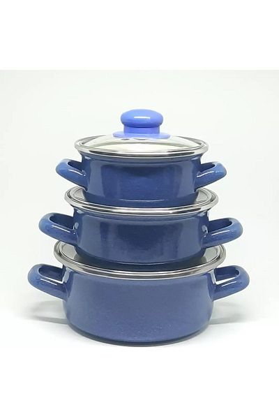 ALEV Enamel House 3-Piece Cookware Set - 12-14-16 cm Diameter