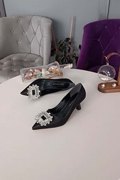 LA CALZATURE Stiletto din satin negru cu toc de 7 cm - Rochie de seara King S...