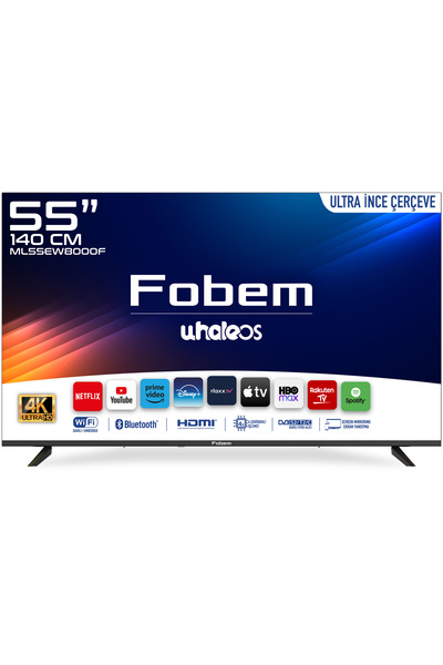 FOBEM ML55EW8000F 55’’ 140 cm Ekran 4K Ultra HD Whale OS Smart TV  Dahili Uydu Alıcılı Ultra Ince Çerçeve