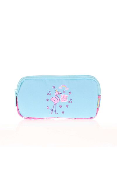 KAUKKO Geantă pentru creion cu 3 compartimente Kids&love Paterned Flamingo L8107