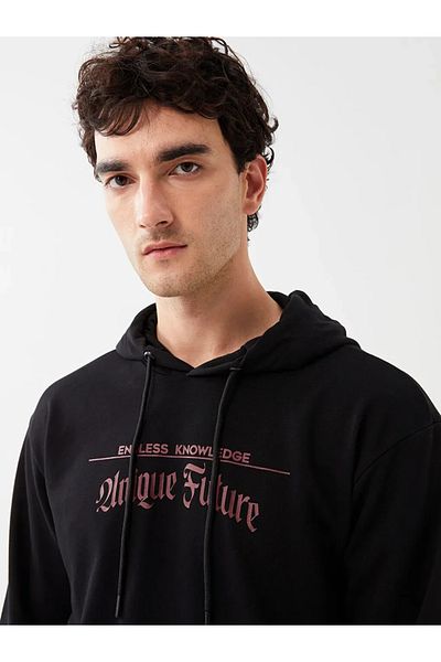 LC Waikiki LCW Casual - Νέο ανδρικό φούτερ με μαύρη στάμπα, μακρυμάνικο