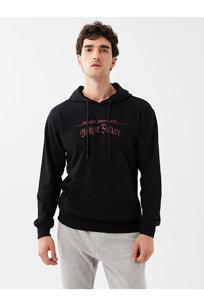 LC Waikiki LCW Casual - Νέο ανδρικό φούτερ με μαύρη στάμπα, μακρυμάνικο