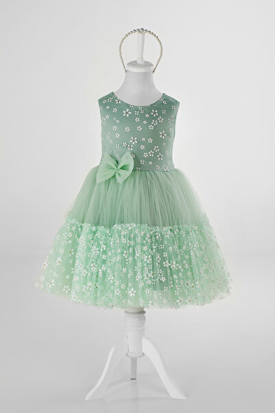 modabesta Papatya Desenli Çocuk Abiye Elbise