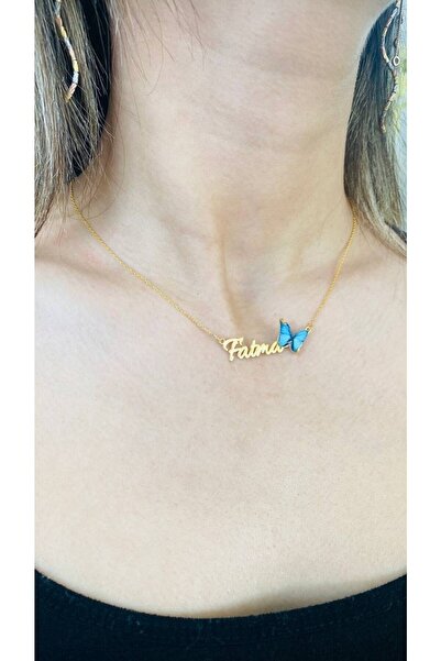 gümüşevibyunus Fatma Yazılı Kelebek Figürlü 925 Ayar Altın Renk Gümüş İsimli ...