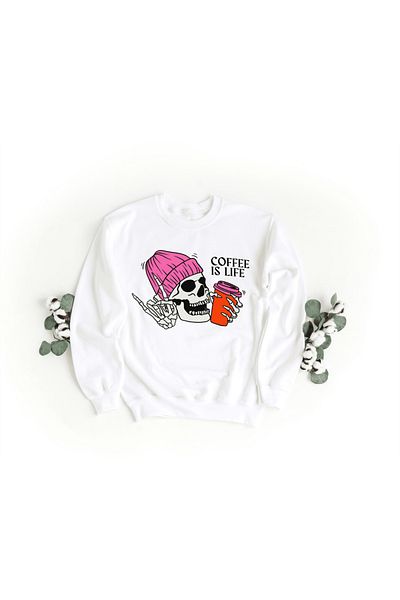 LAND MODA Λευκό - εμπριμέ oversize φούτερ