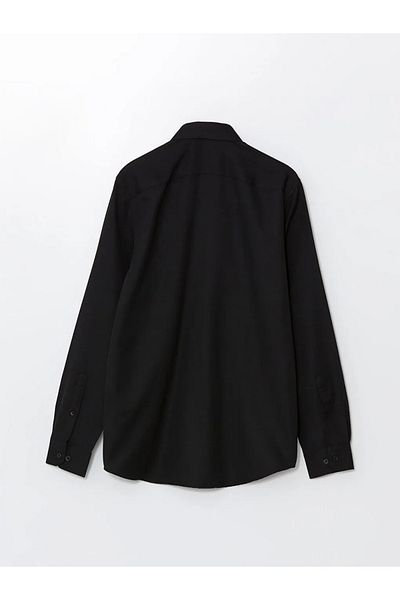 LC Waikiki LCWAIKIKI - Cămașă neagră pentru bărbați, slim fit, cu mânecă lungă