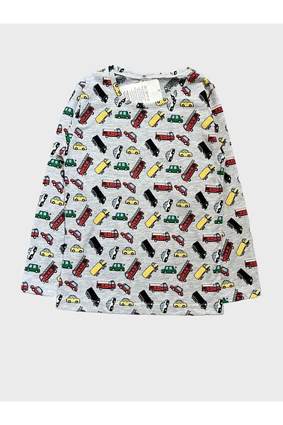 Şımarık Boy's Gray Cotton Long Sleeve Car Patterned Pajama Set