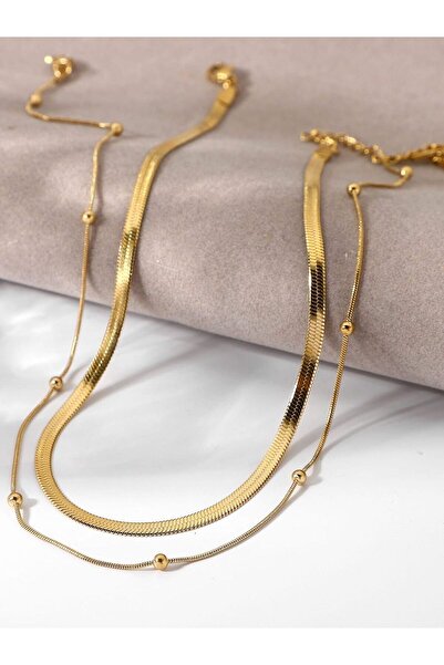 stainles steel 316L Kararmaz Çelik İkili Kolye Seti İtalyan ve Dorika Kolye Seti