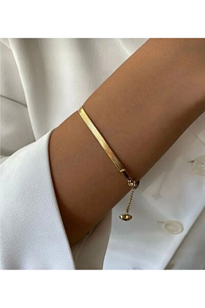 stainles steel سوار نسائي سلسلة إيطالية - لون ذهبي