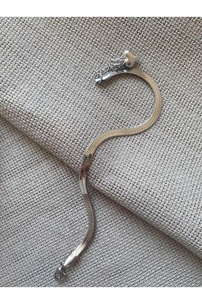stainles steel STAINLESS STELL STEEL UNTARNED SILVER ITALIAN CRUSHED CHAIN MODERN EARRING 17+5 CM