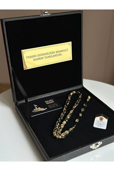 Kehribarstore Özel Yazılı, Özel Kutulu Altın Parçacıklı Tesbih Erkek Hediye Sertifikalı Kişiye Özel İsimli